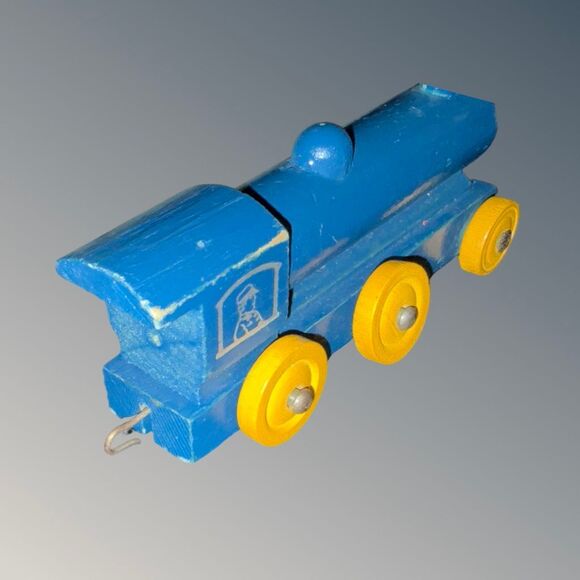 1950s Blue Strombeck-Becker Mfg. Company Wooden Train Engine A30 - Picture 6 of 7